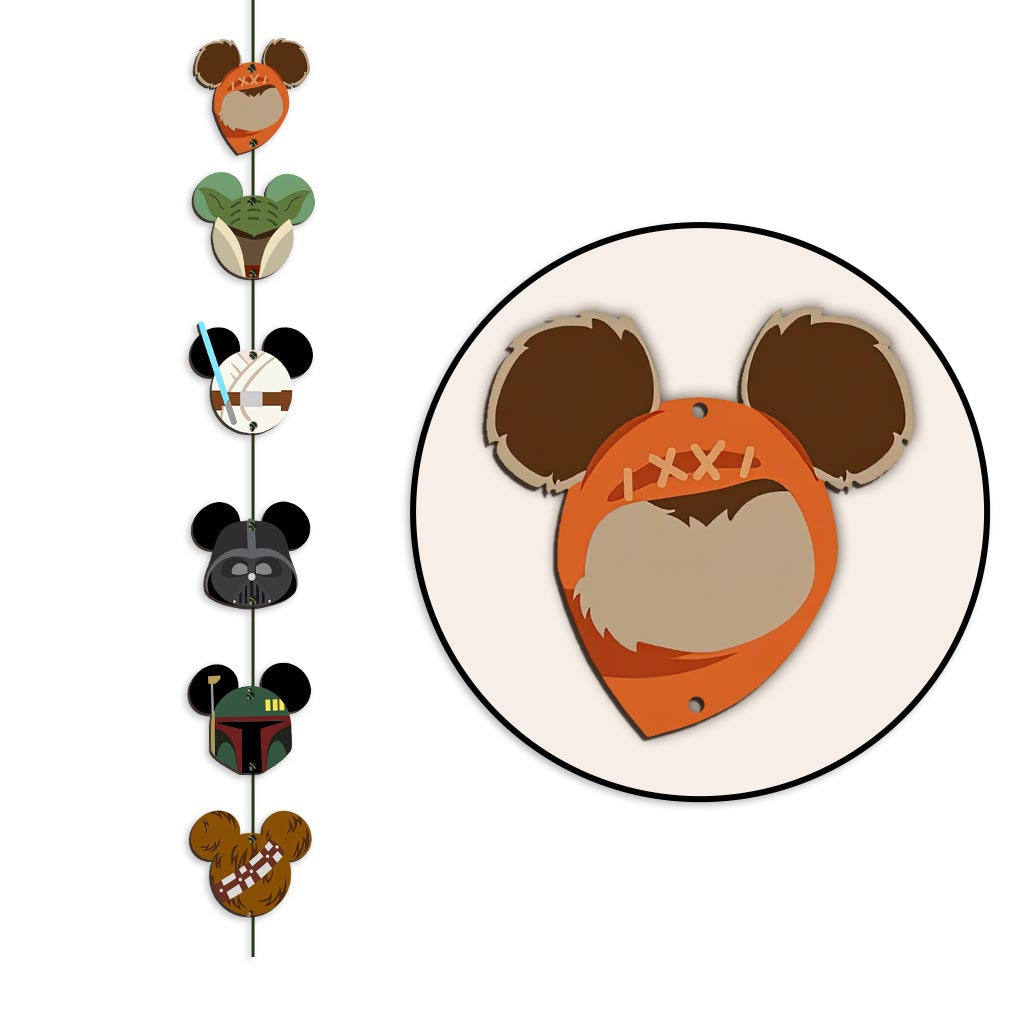 Personalized Mouse Ears Garland - 6 Piece Home Decor for Christmas