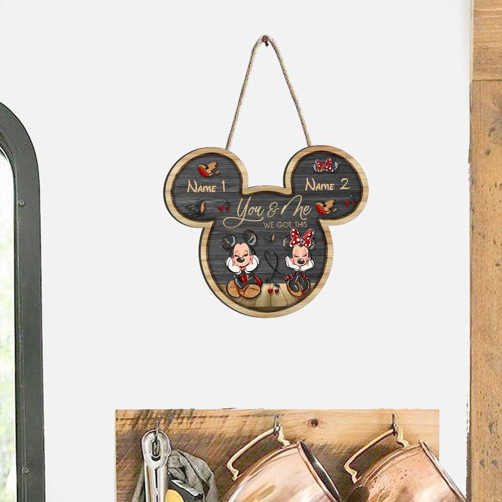 Personalized Mickey Mouse Wood Sign Custom Couple Gift for Wedding Anniversary