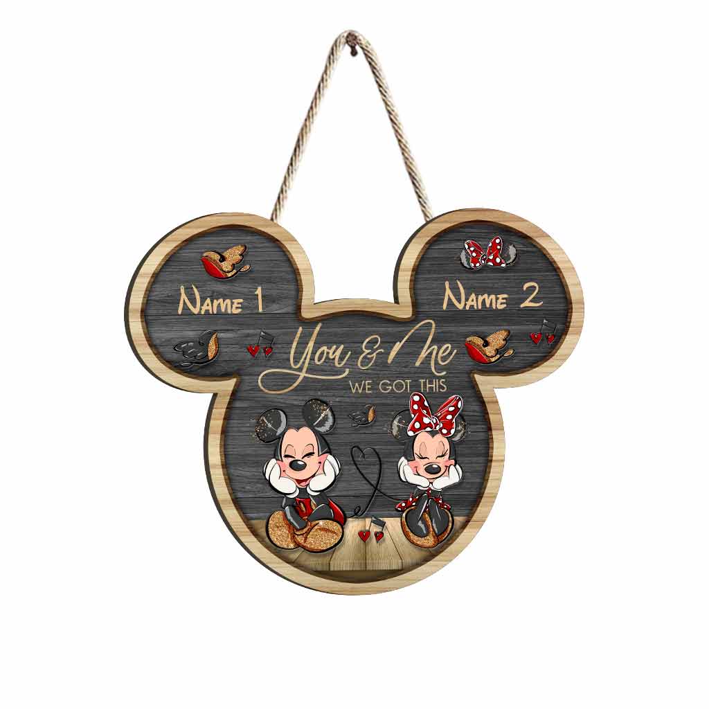 Personalized Mickey Mouse Wood Sign Custom Couple Gift for Wedding Anniversary