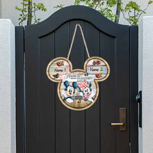 Load image into Gallery viewer, Personalized Mickey Mouse Wooden Sign Custom Names Gift for Couples
