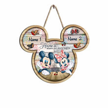 Load image into Gallery viewer, Personalized Mickey Mouse Wooden Sign Custom Names Gift for Couples
