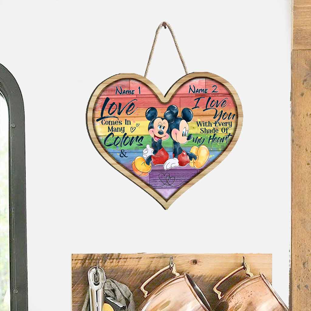 Personalized LGBT Support Wood Sign with Custom Names - Heart Design