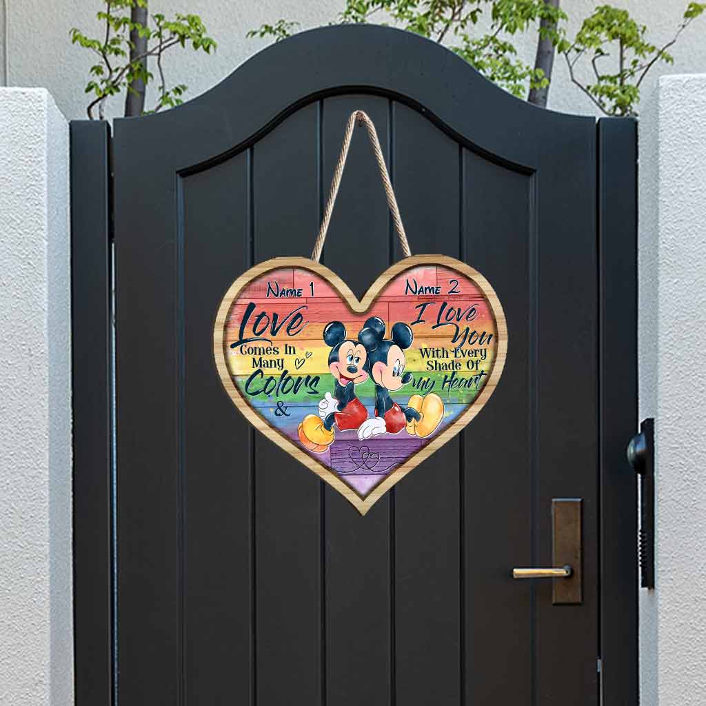 Personalized LGBT Support Wood Sign with Custom Names - Heart Design