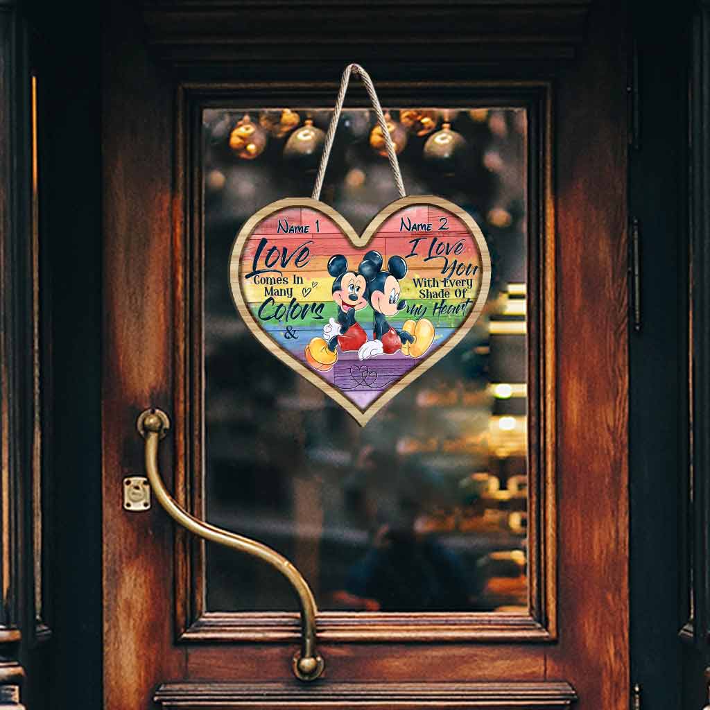 Personalized LGBT Support Wood Sign with Custom Names - Heart Design