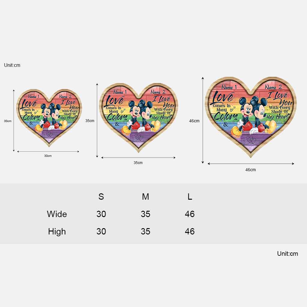 Personalized LGBT Support Wood Sign with Custom Names - Heart Design