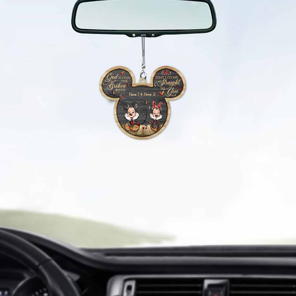 Personalized 3D Mouse Ears Car Ornament Gift for Couples