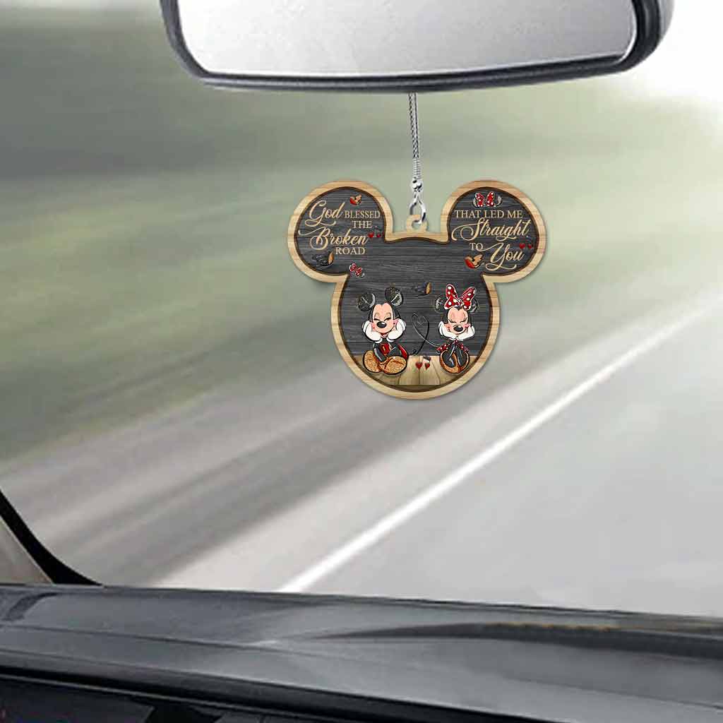 Personalized 3D Mouse Ears Car Ornament Gift for Couples