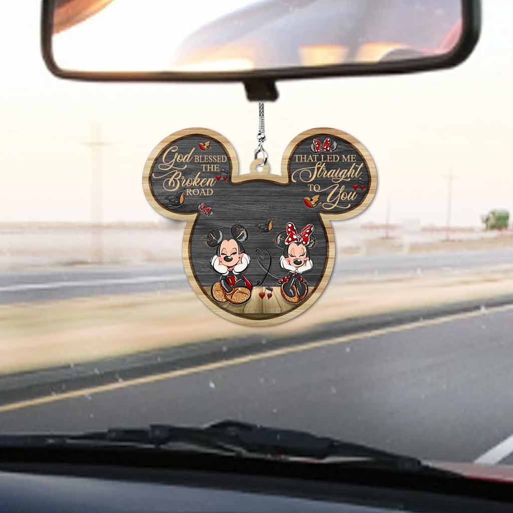 Personalized 3D Mouse Ears Car Ornament Gift for Couples