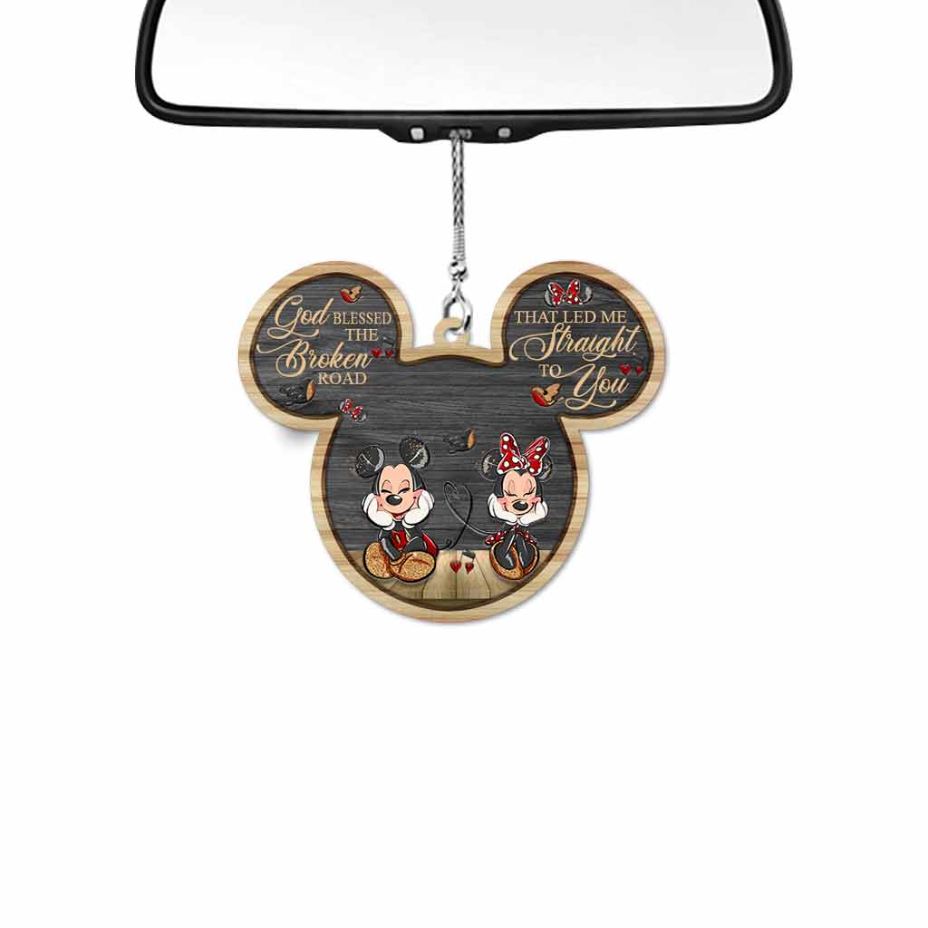 Personalized 3D Mouse Ears Car Ornament Gift for Couples