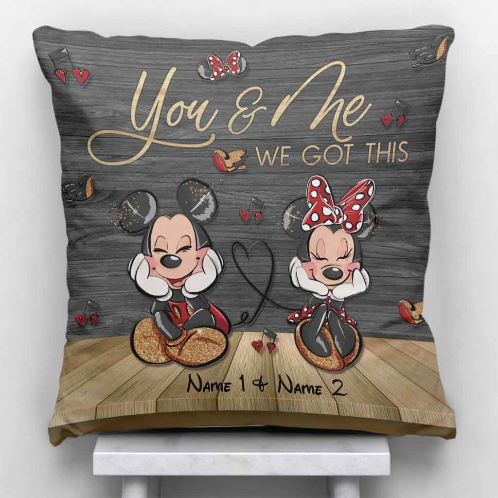 Personalized Mickey Mouse Couple Throw Pillow Custom Names Gift