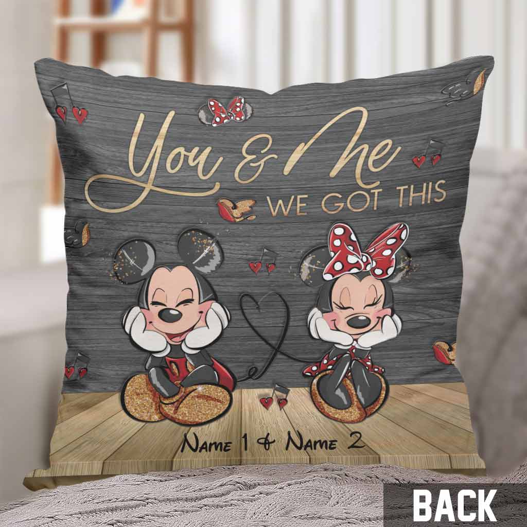 Personalized Mickey Mouse Couple Throw Pillow Custom Names Gift