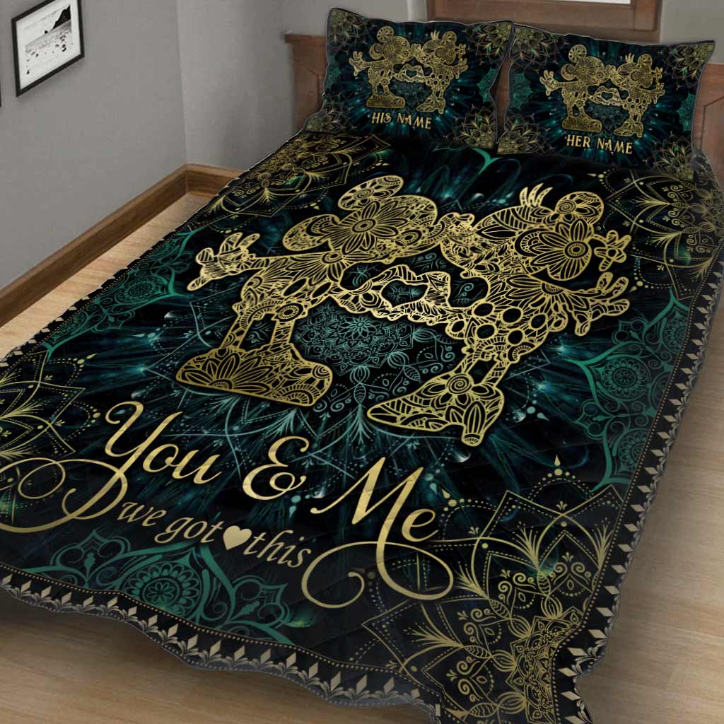 Personalized Mouse Ears Quilt Set for Couples – Custom Name Gift