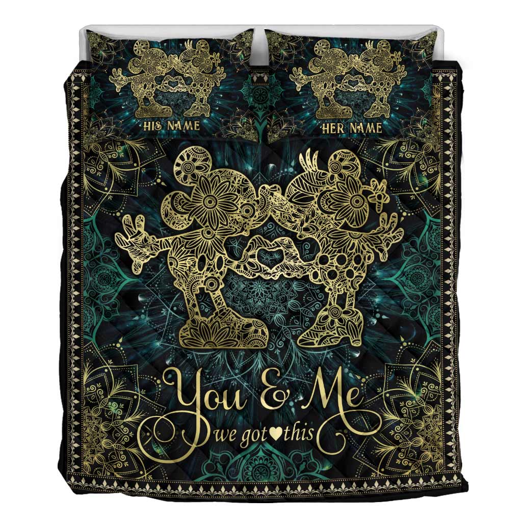 Personalized Mouse Ears Quilt Set for Couples – Custom Name Gift