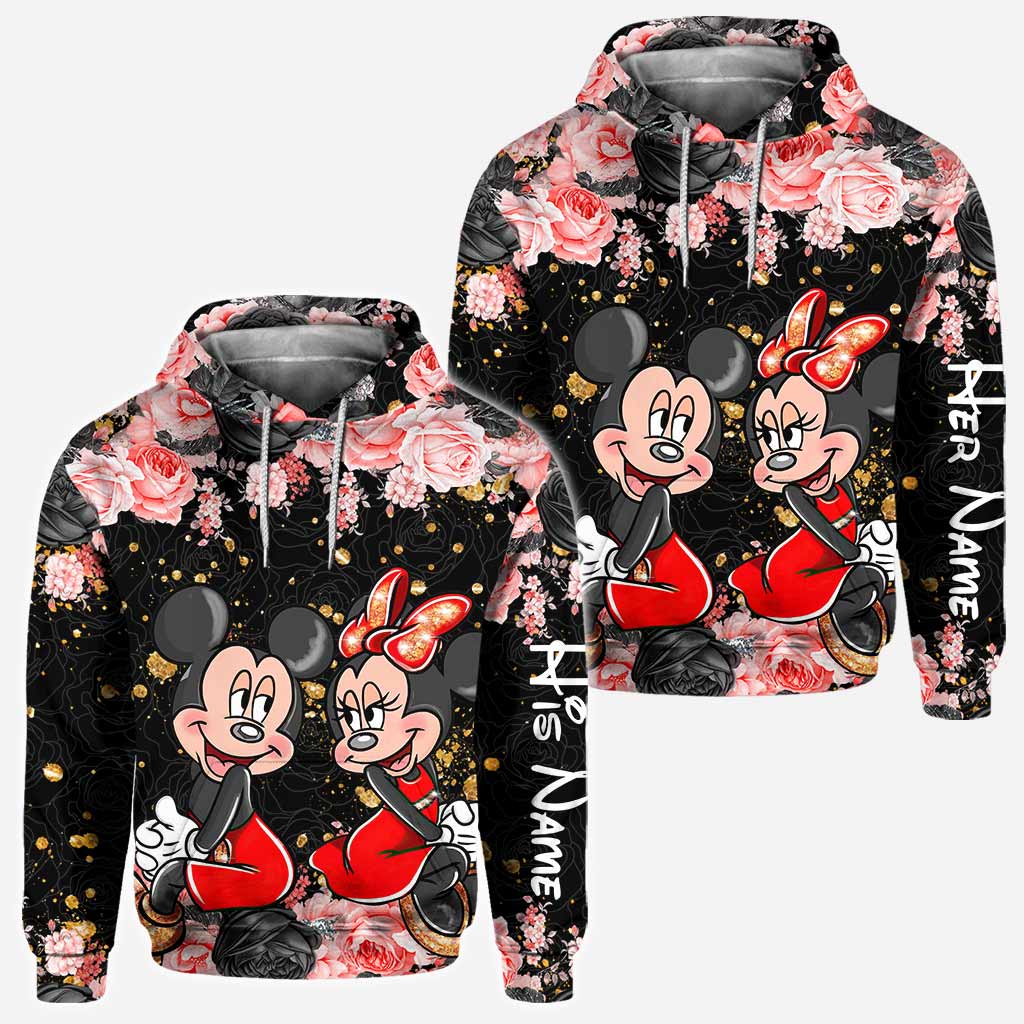 Personalized Couple Hoodie All Over Print Custom Names Gift Idea
