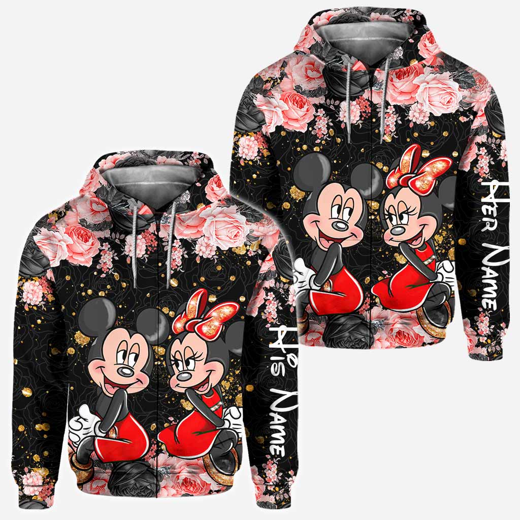 Personalized Couple Hoodie All Over Print Custom Names Gift Idea