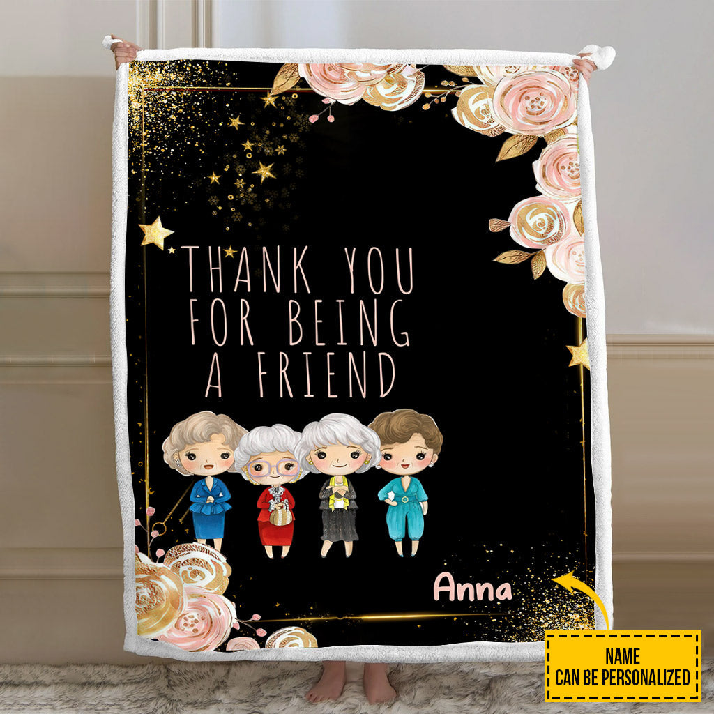 Personalized Thank You For Being A Friend Blanket with Name