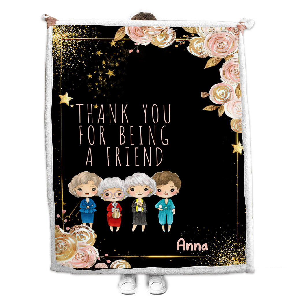 Personalized Thank You For Being A Friend Blanket with Name