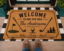 Load image into Gallery viewer, Personalized Golf Welcome Doormat Custom Family Name Gift
