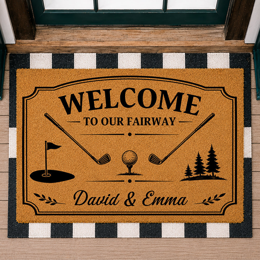 Personalized Golf Doormat Custom Family Name Welcome Gift