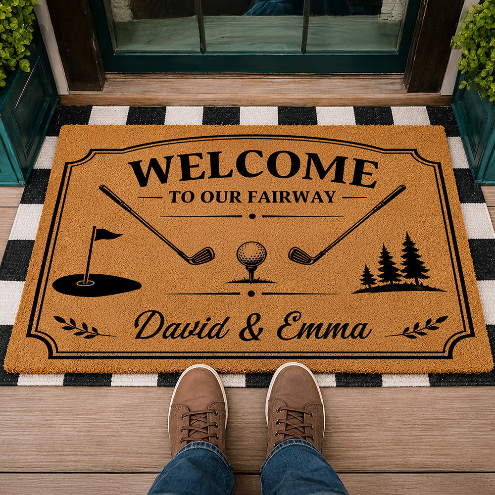 Personalized Golf Doormat Custom Family Name Welcome Gift