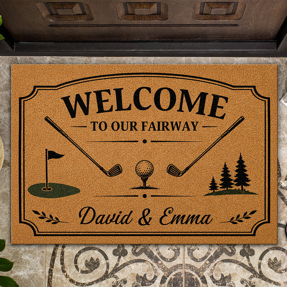 Personalized Golf Doormat Custom Family Name Welcome Gift