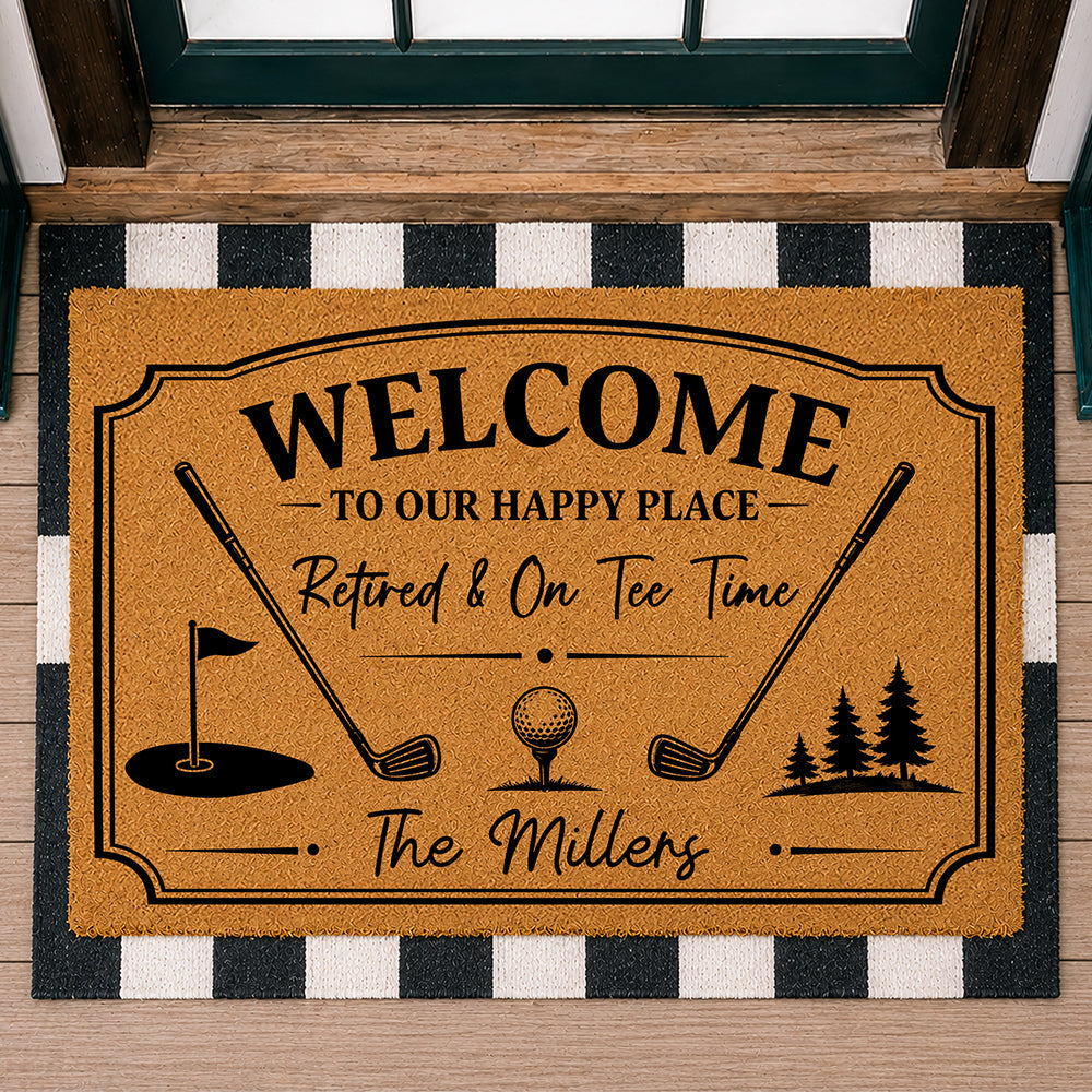 Personalized Golf Lover Doormat Custom Family Name Gift