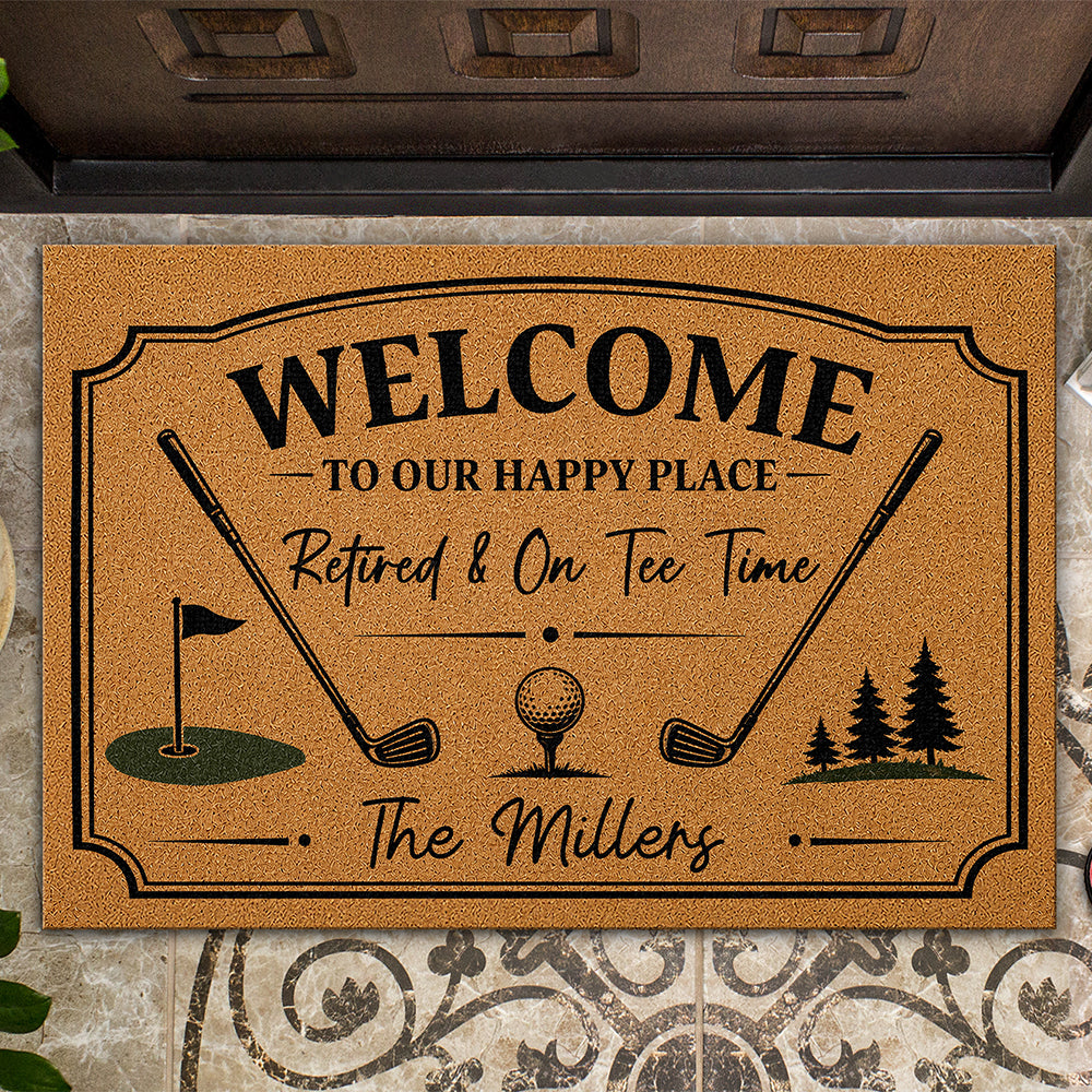 Personalized Golf Lover Doormat Custom Family Name Gift