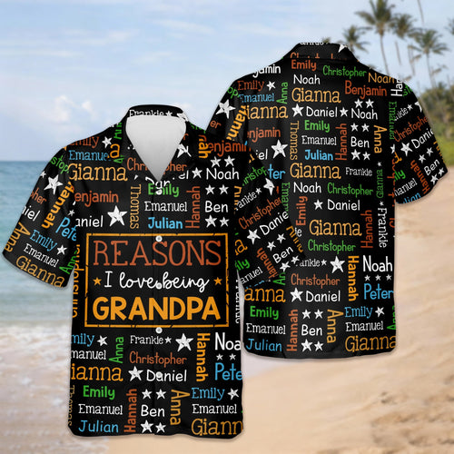 Personalized Hawaiian Shirt for Grandpa with Kids Names Gift