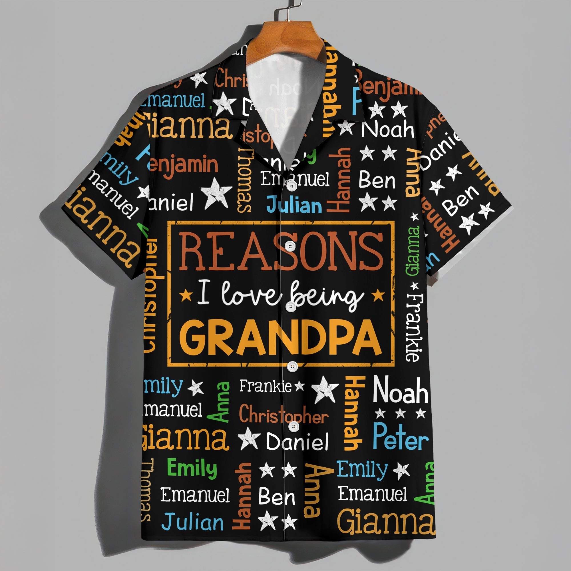Personalized Hawaiian Shirt for Grandpa with Kids Names Gift