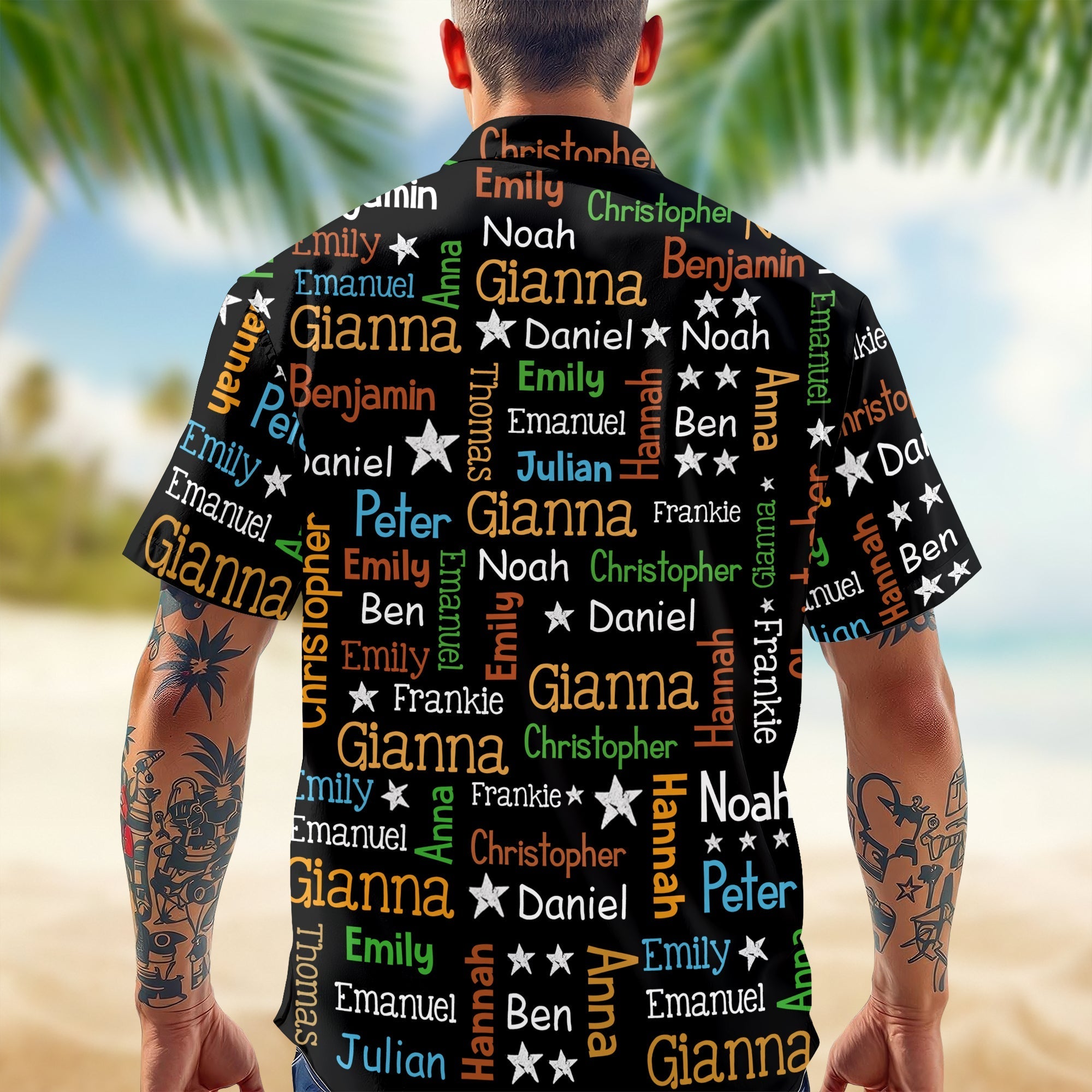 Personalized Hawaiian Shirt for Grandpa with Kids Names Gift