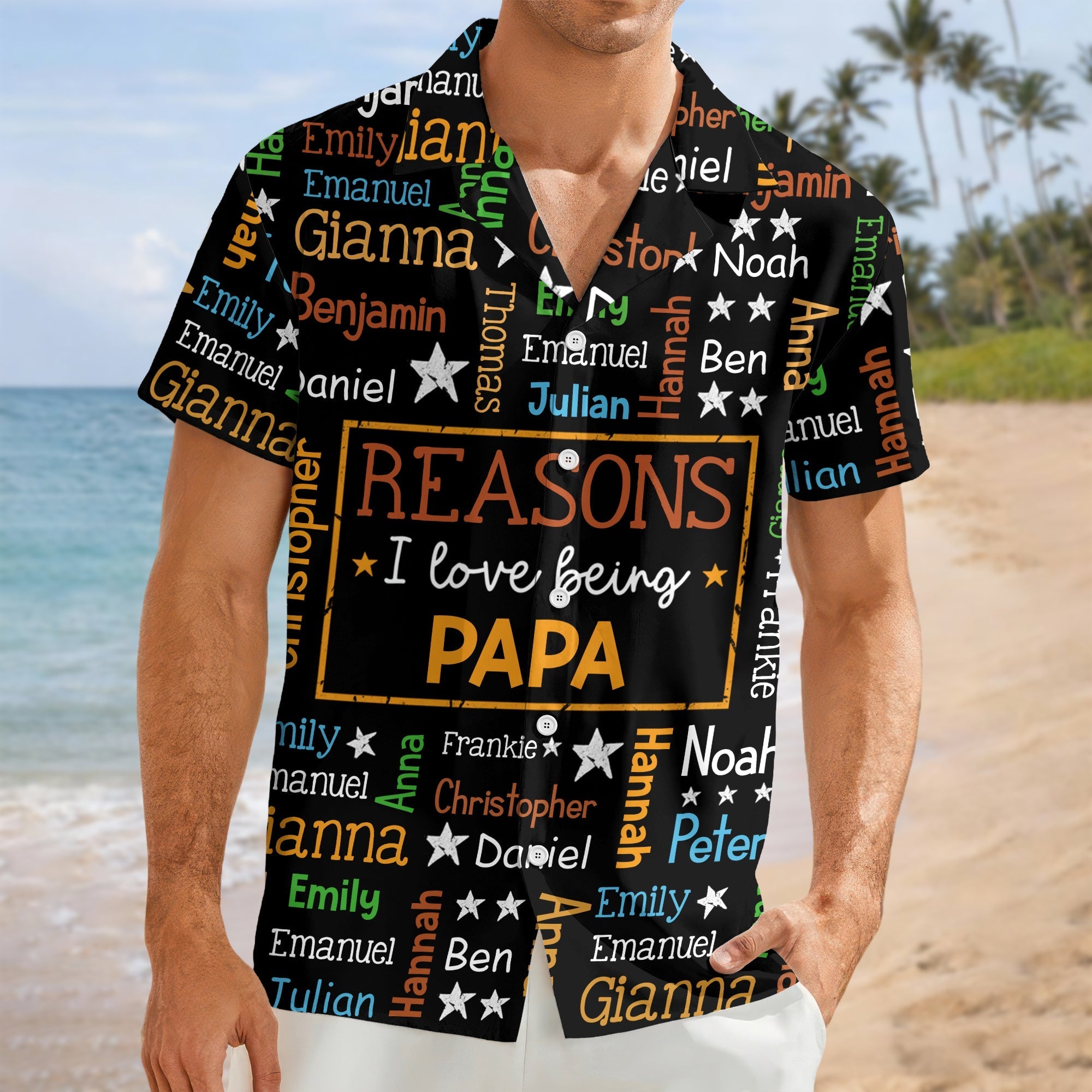 Personalized Hawaiian Shirt for Grandpa with Kids Names Gift