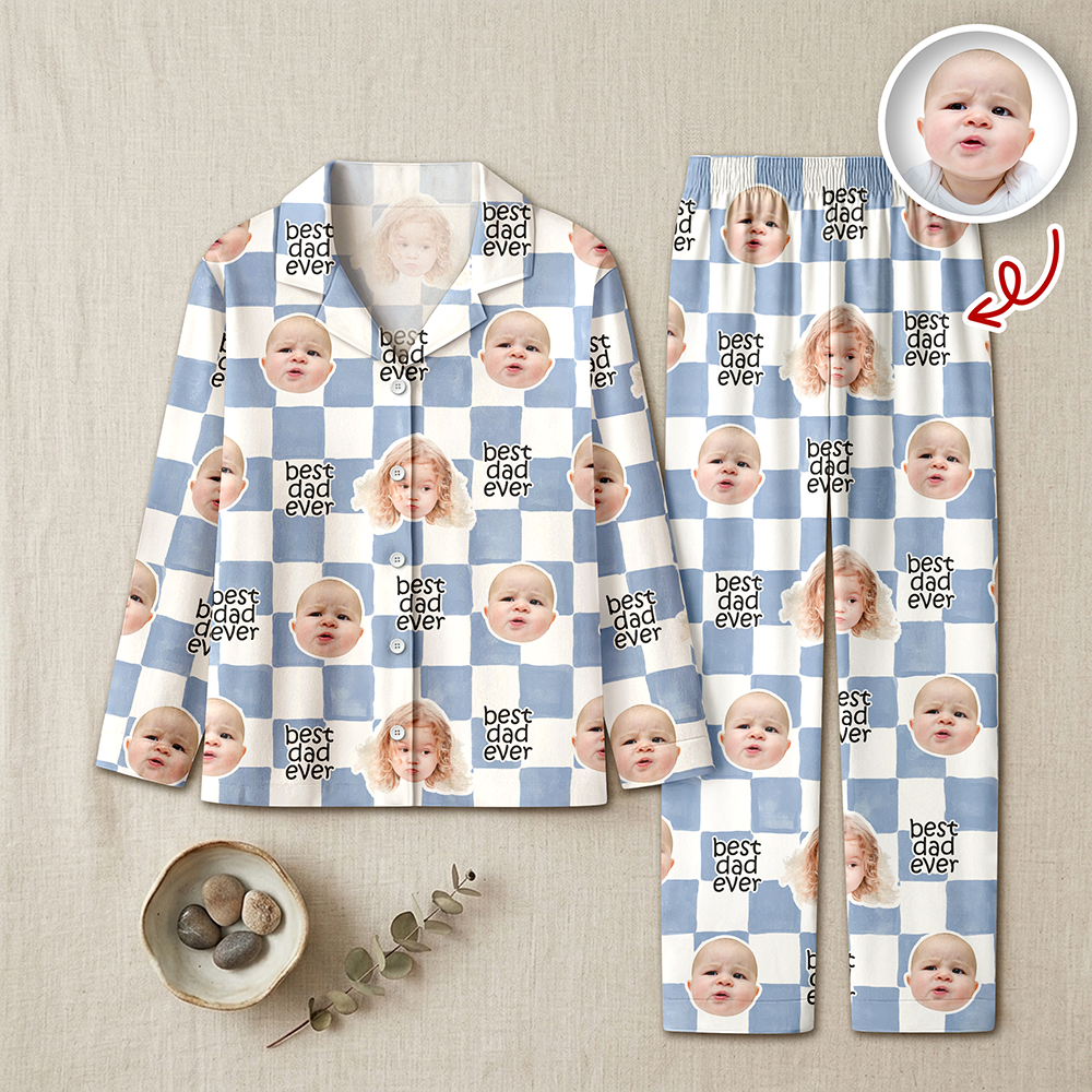 Personalized Baby Face Retro Pajamas Gift for Dad/Mom