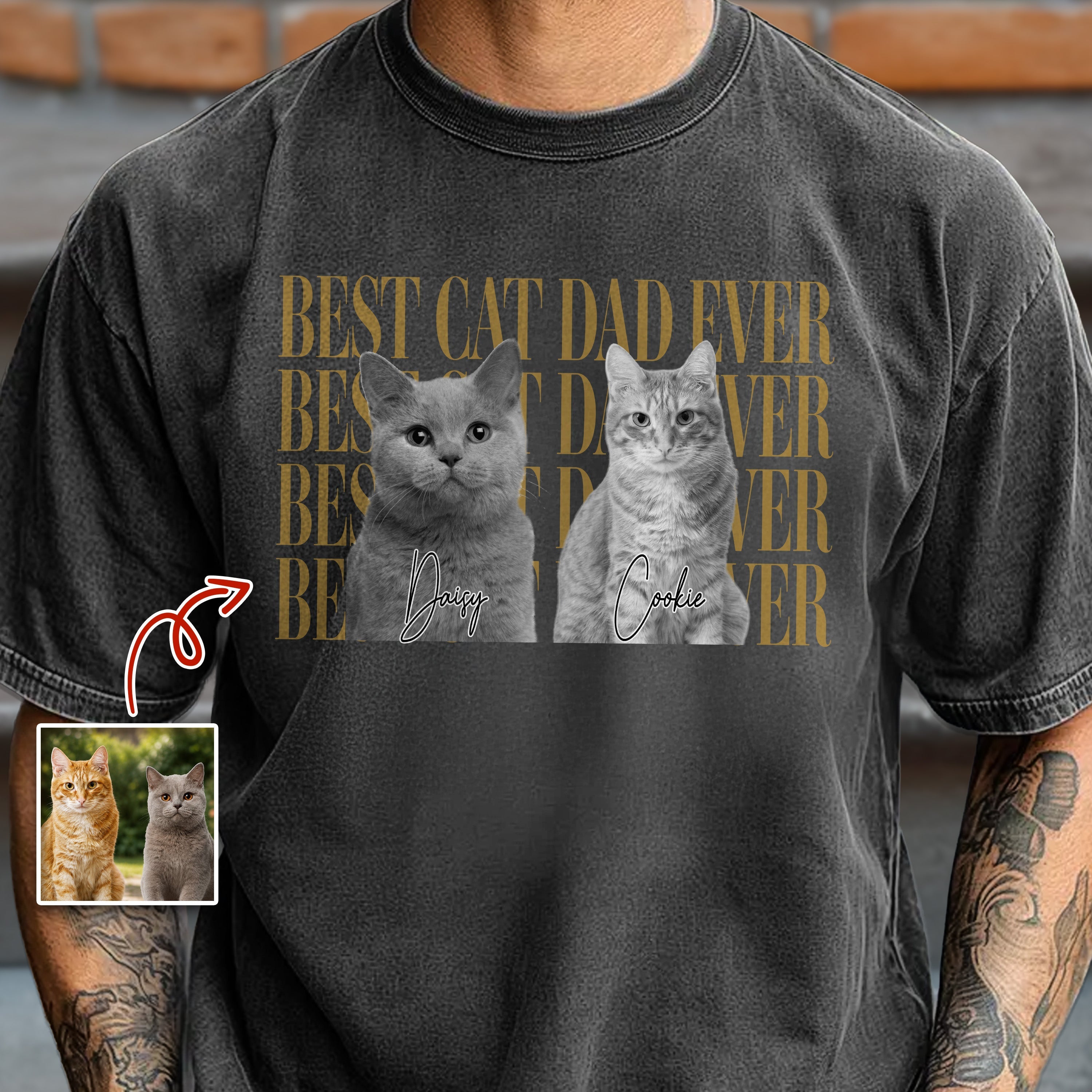 Personalized Vintage Photo Comfort Shirt Gift for Cat Dad