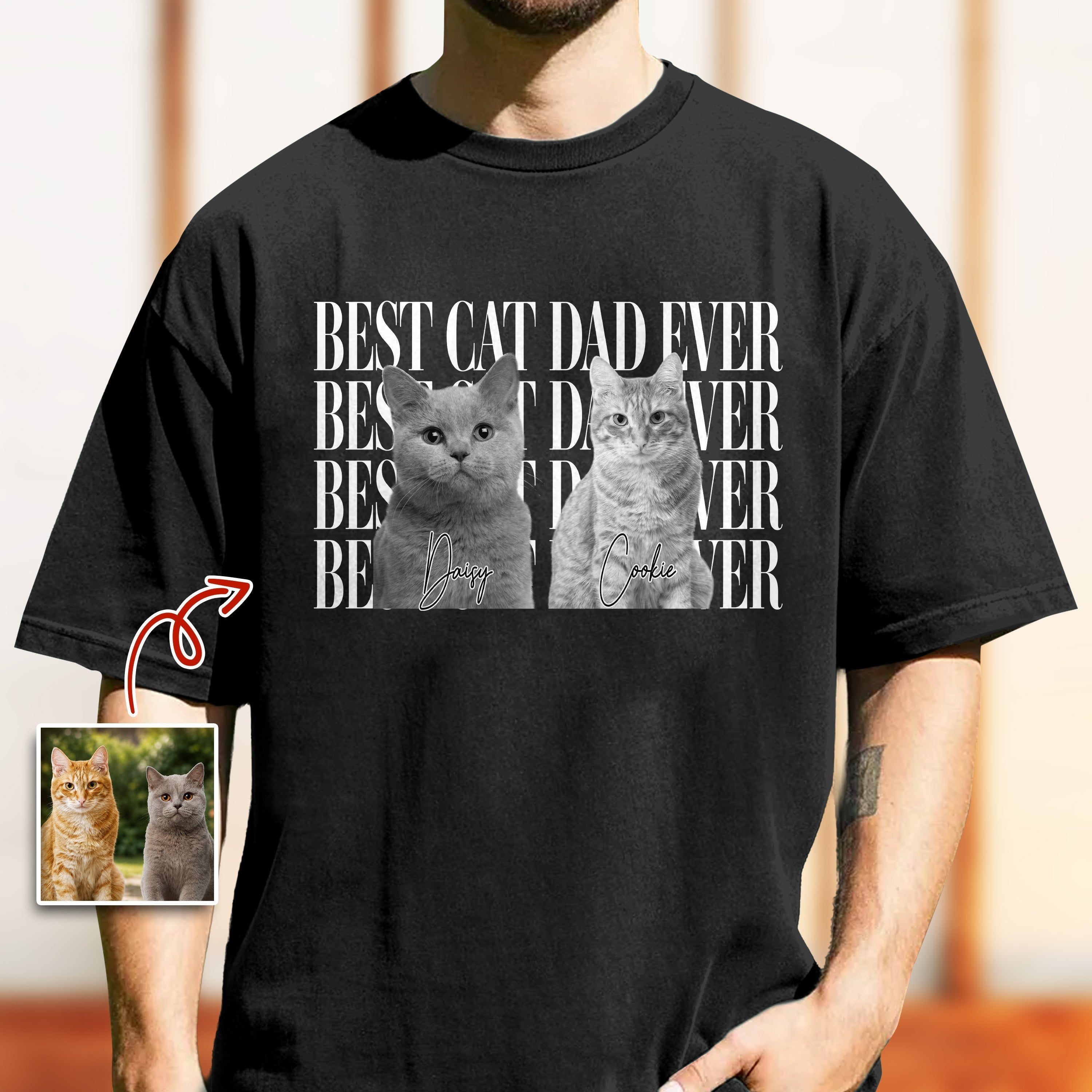 Personalized Vintage Photo Comfort Shirt Gift for Cat Dad