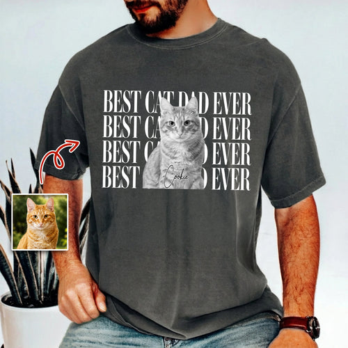 Personalized Vintage Photo Comfort Shirt Gift for Cat Dad