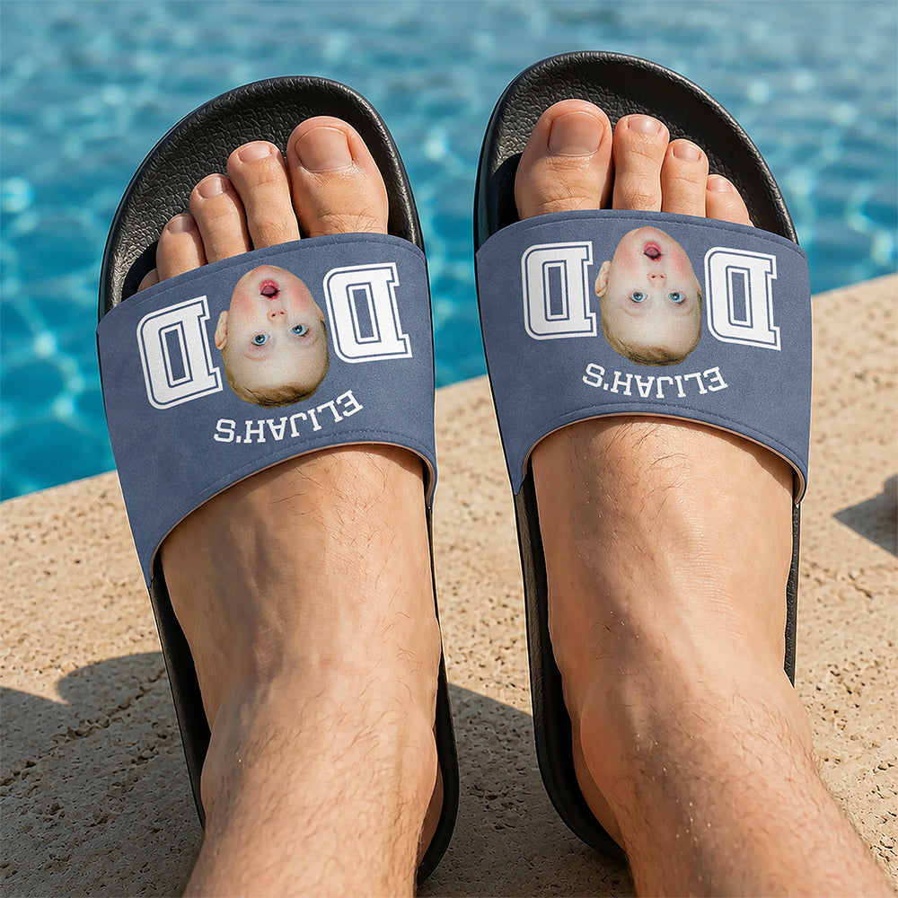 Personalized Kid Photo Slide Sandals Unique Gift for Dad