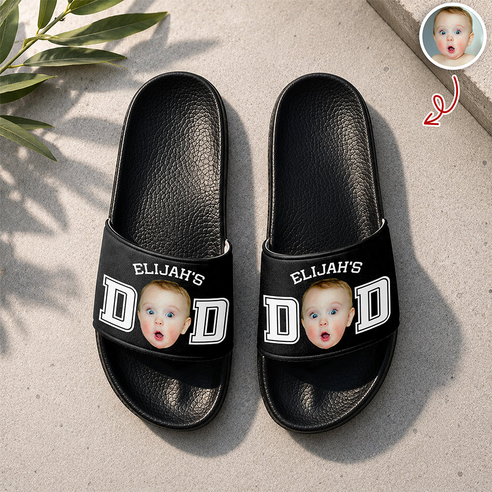 Personalized Kid Photo Slide Sandals Unique Gift for Dad