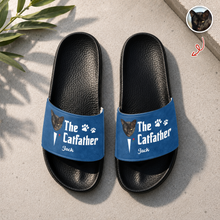 Load image into Gallery viewer, Custom Photo Slide Sandals Funny Gift for Cat Dad
