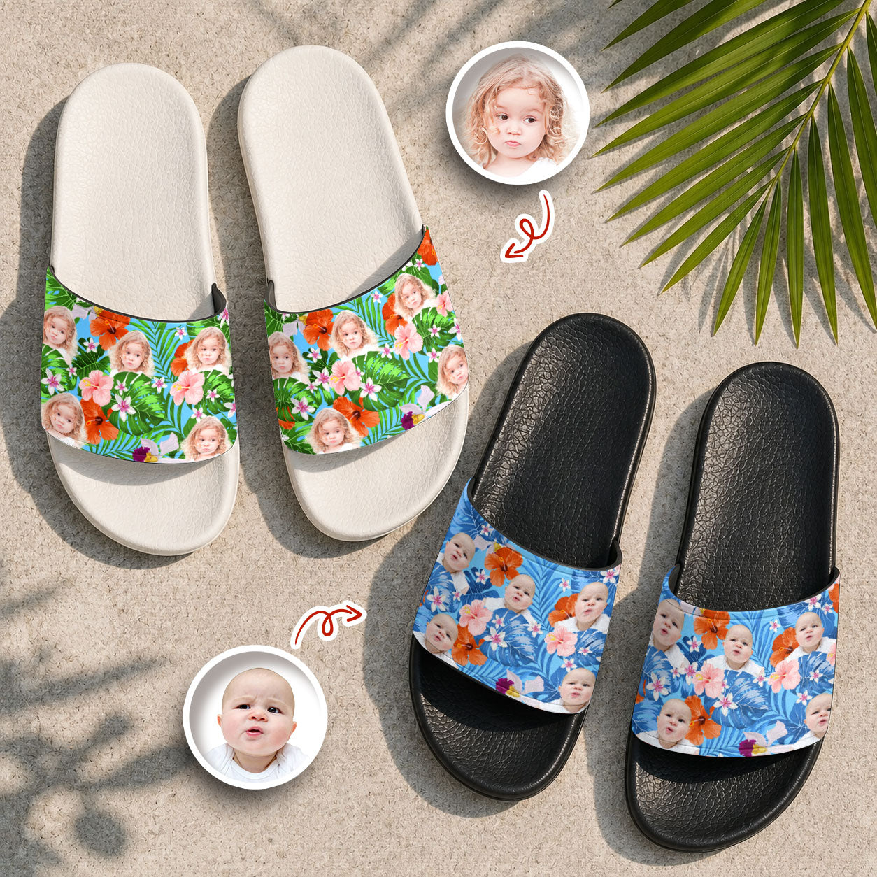 Personalized Photo Slide Sandals Custom Face Gift for Dog Lovers
