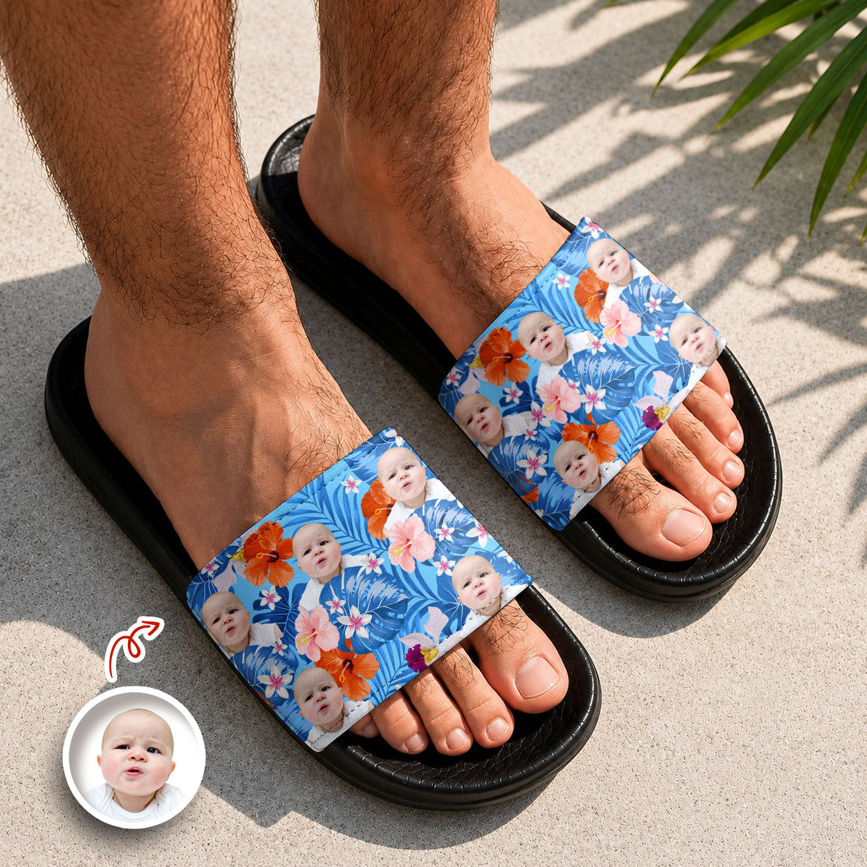 Personalized Photo Slide Sandals Custom Face Gift for Dog Lovers