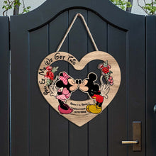 Load image into Gallery viewer, Personalized Mickey Mouse Heart Wood Sign Custom Name Gift for Couples
