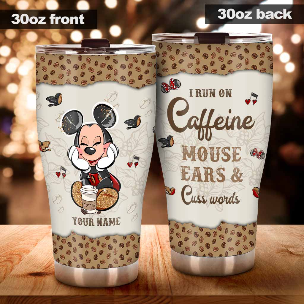 Personalized Caffeine Mouse Ears Tumbler Custom Name Gift