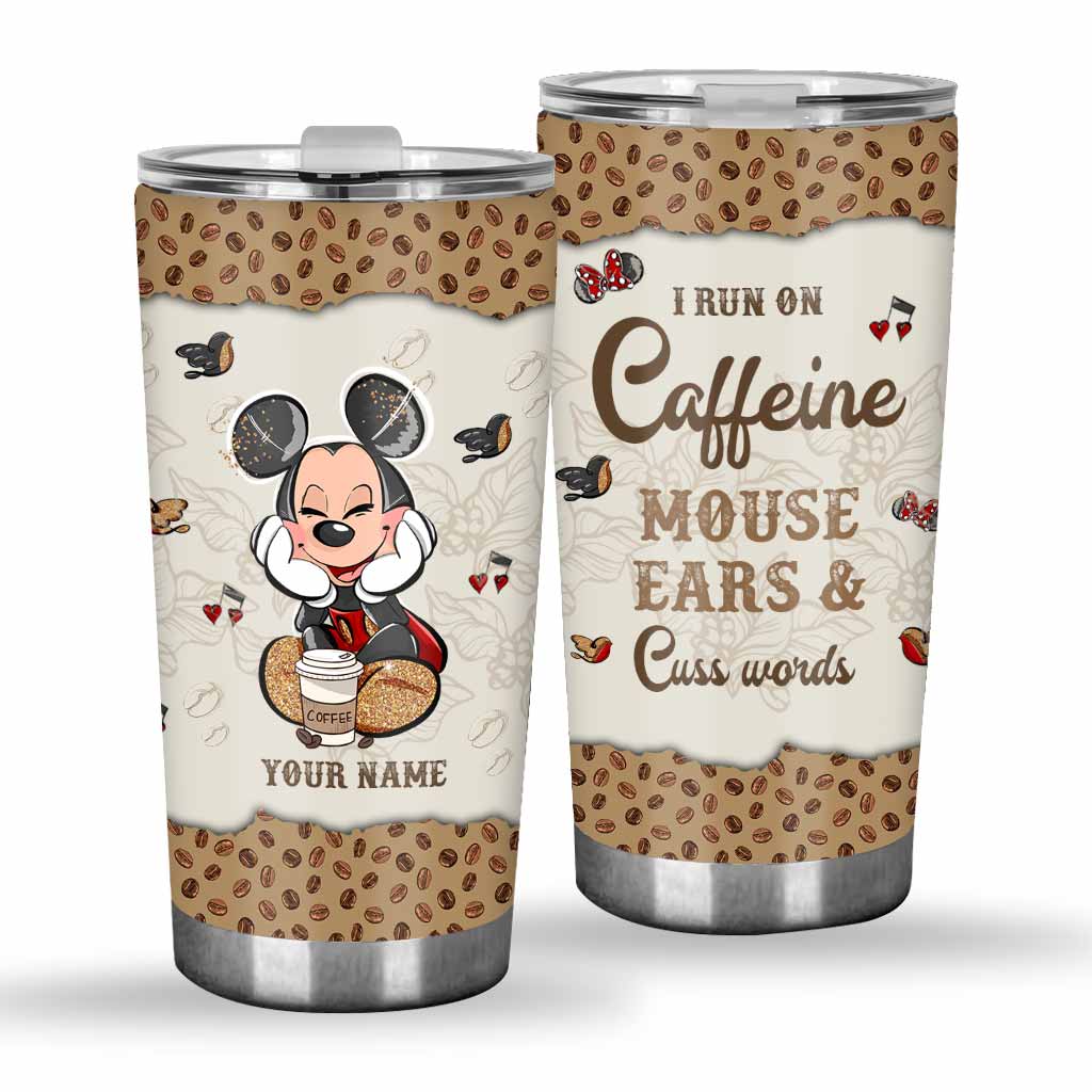 Personalized Caffeine Mouse Ears Tumbler Custom Name Gift