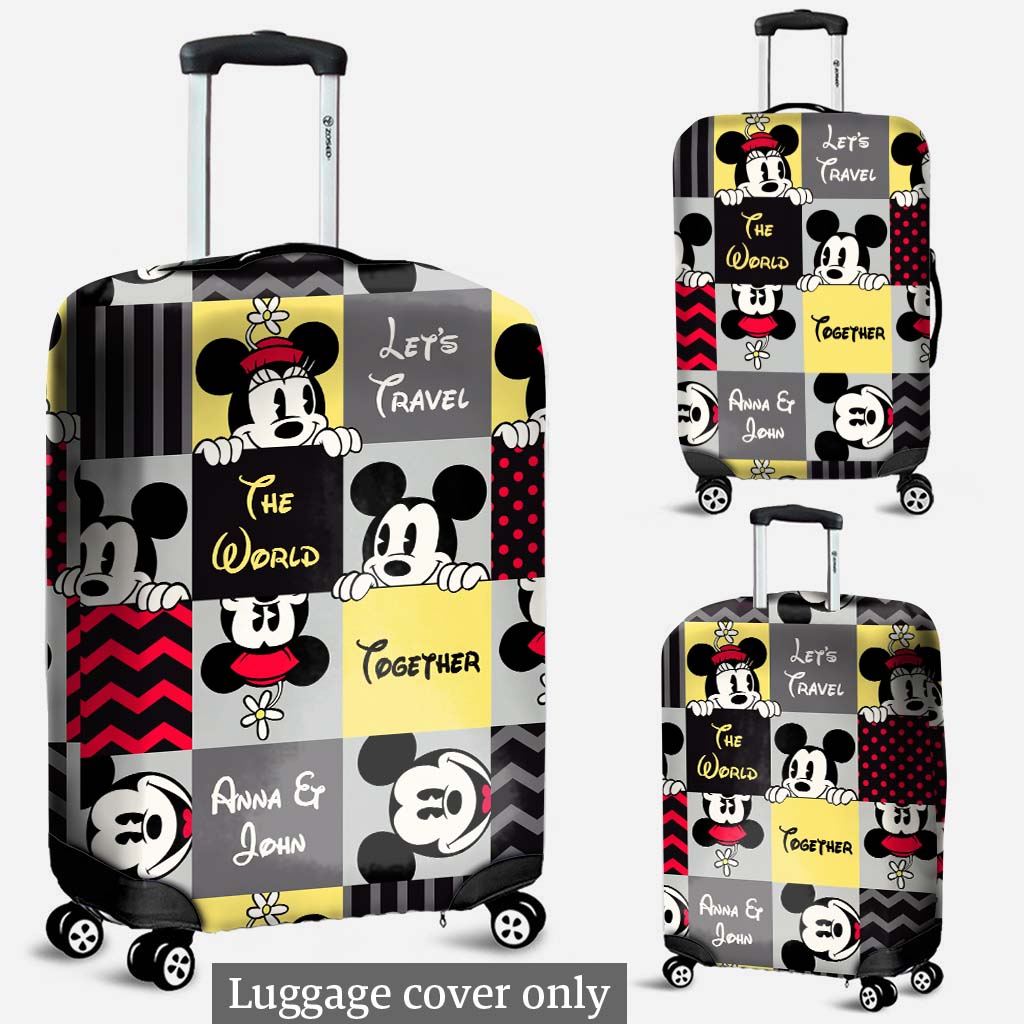 Personalized Mickey Mouse Luggage Cover with Custom Names for Travel Lovers