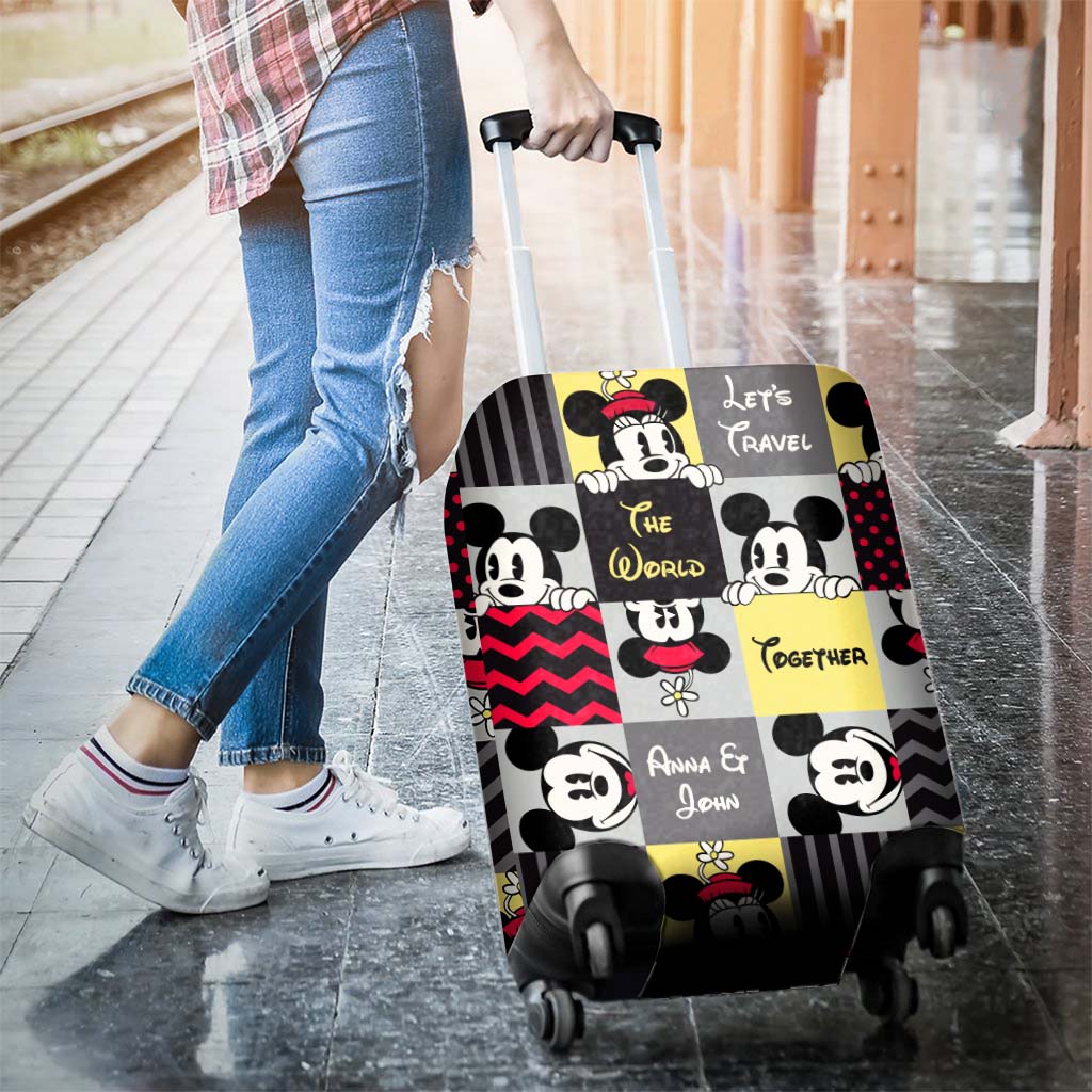 Personalized Mickey Mouse Luggage Cover with Custom Names for Travel Lovers