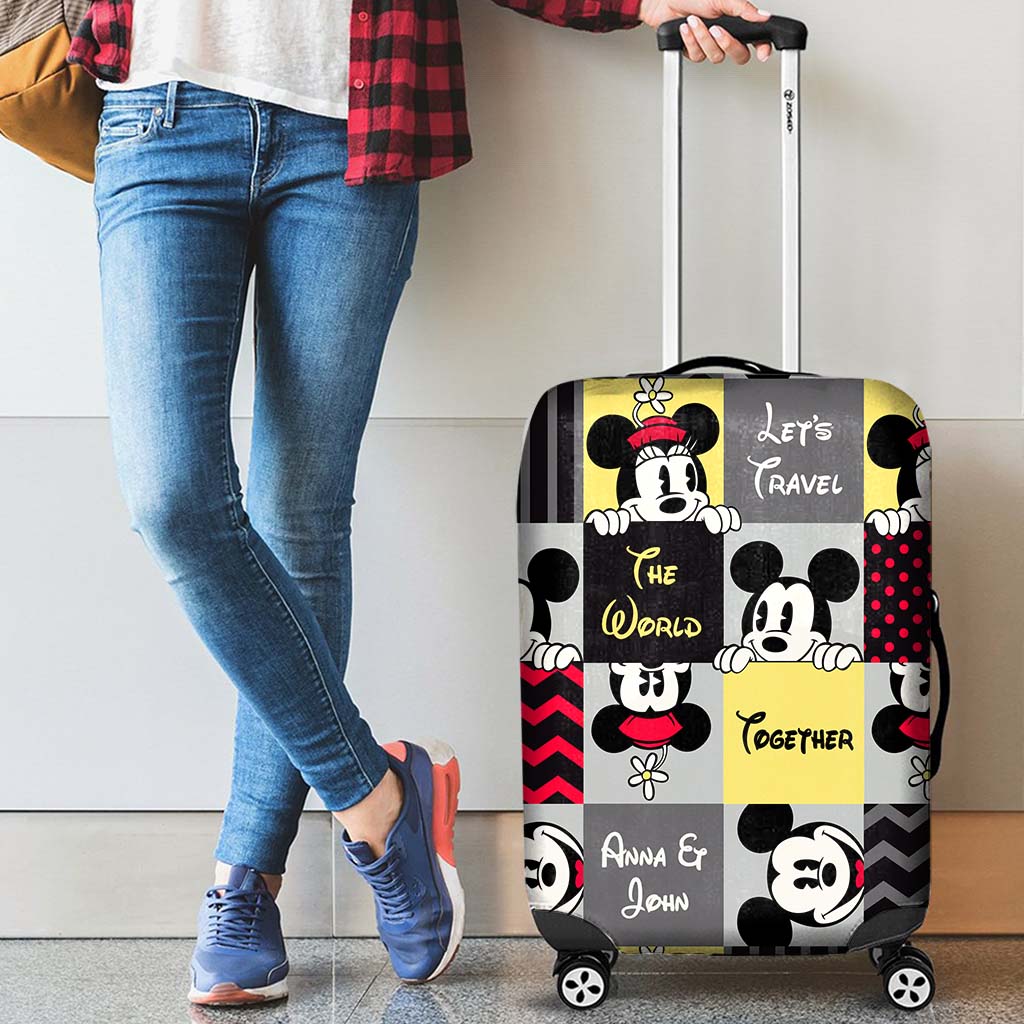 Personalized Mickey Mouse Luggage Cover with Custom Names for Travel Lovers
