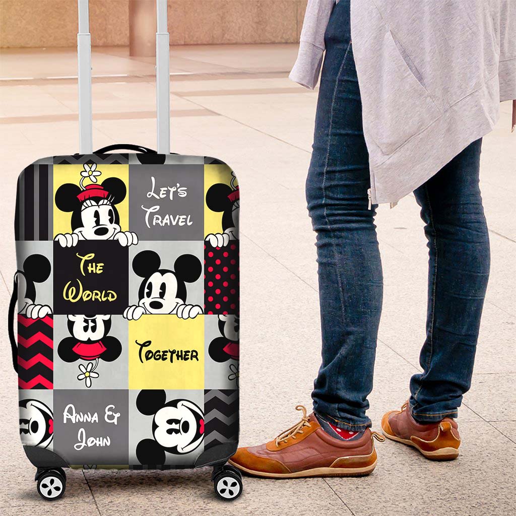 Personalized Mickey Mouse Luggage Cover with Custom Names for Travel Lovers