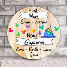 Load image into Gallery viewer, Personalized Mother's Day Round Wood Sign for Grandma with Custom Names
