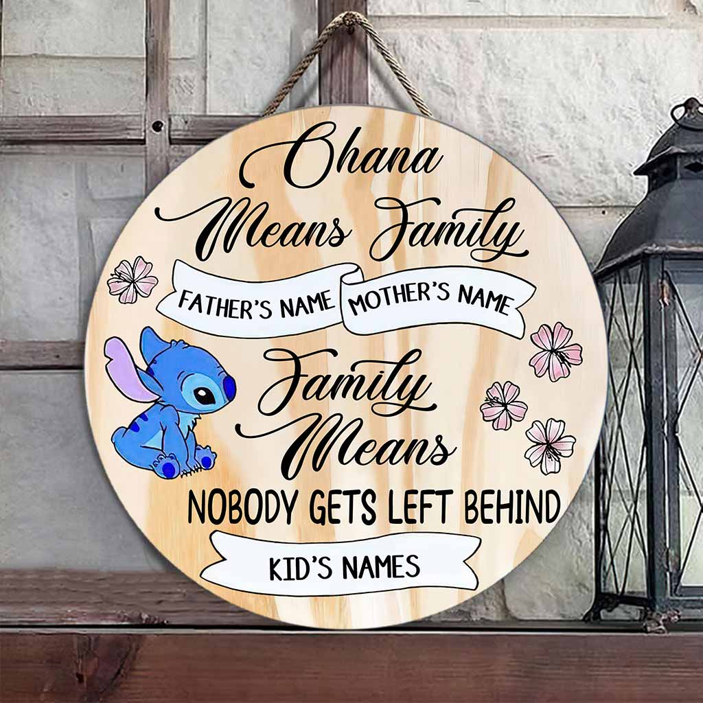 Personalized Round Wood Sign Ohana Means Family Decor Gift