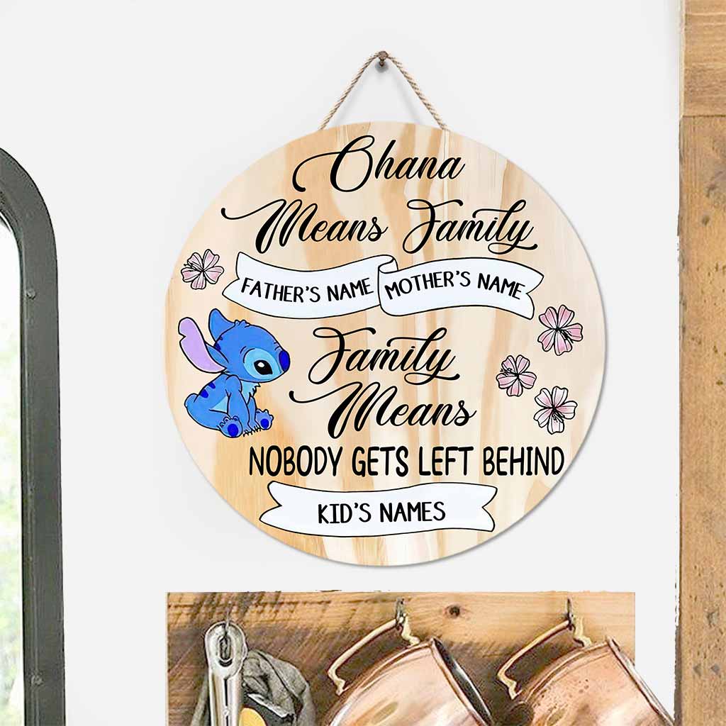 Personalized Round Wood Sign Ohana Means Family Decor Gift